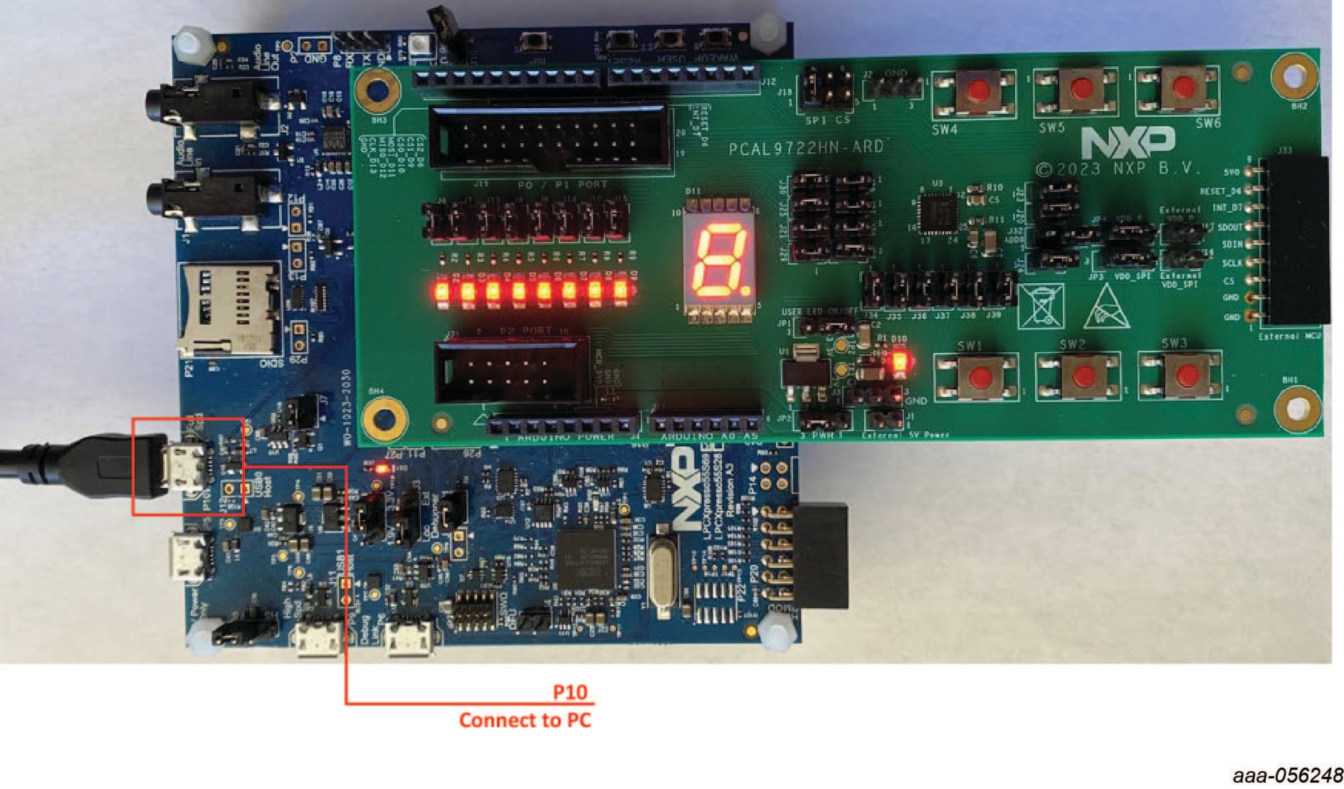 Figure 3. PCAL9722HN-ARD Evaluation Board Connecting to the LPC55S69-EVK MCU Board