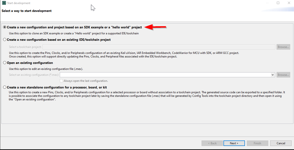 FRDM-MCXW71 Create a New Configuration