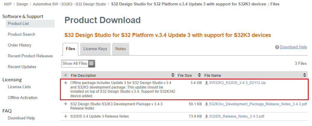 S32K3X4EVB-T172 S32DS Dev Package v3.4 Update 3 Download