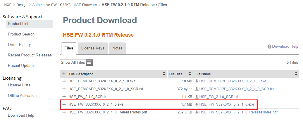 S32K3X4EVB-T172 HSE FW EXE Download